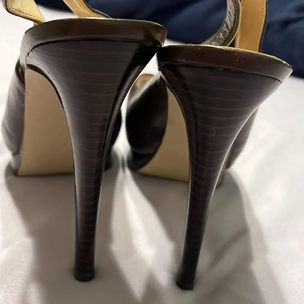 Brown Guess Peep Toe Platforms